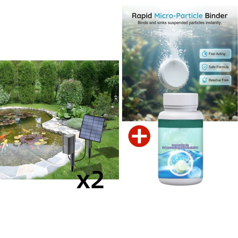 ☀️🐟 Aérateur Solaire pour Bassin avec Pompe à Air – 7V/2.5W, Kit Complet, Installation Facile, Santé Aquatique 24/7 ✨