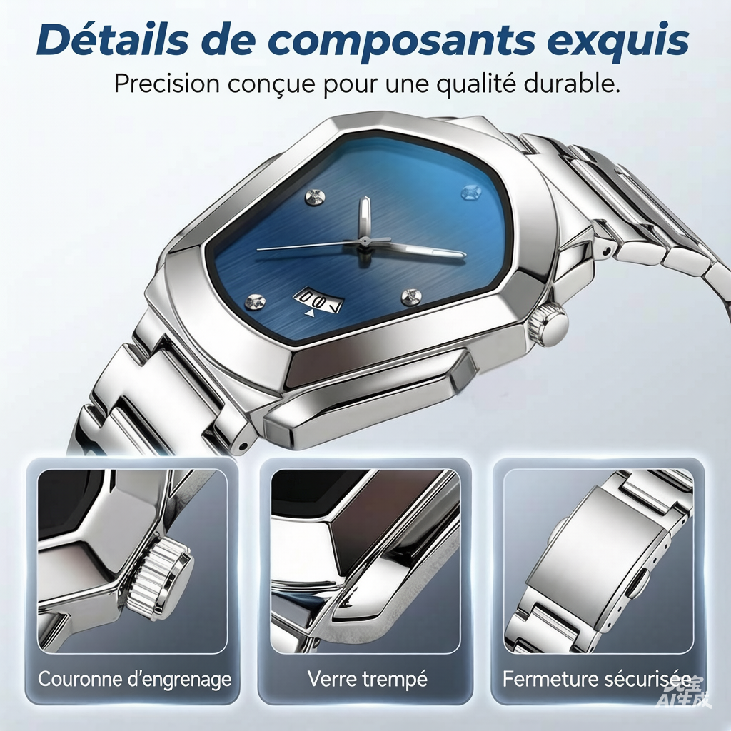 ⏳PROMO LIMITÉE 50%⌚Montre Homme Quartz Cadran Losange – Acier Inoxydable, Cadran Dégradé, 8 Combinaisons, Style Unique & Élégant✨