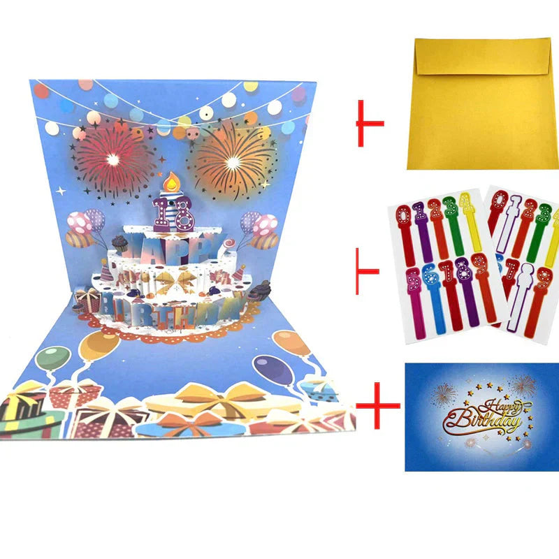 đCarte dâAnniversaire Magique â GĂąteau 3D, Musique & Feux dâArtifice en un Souffle đ
