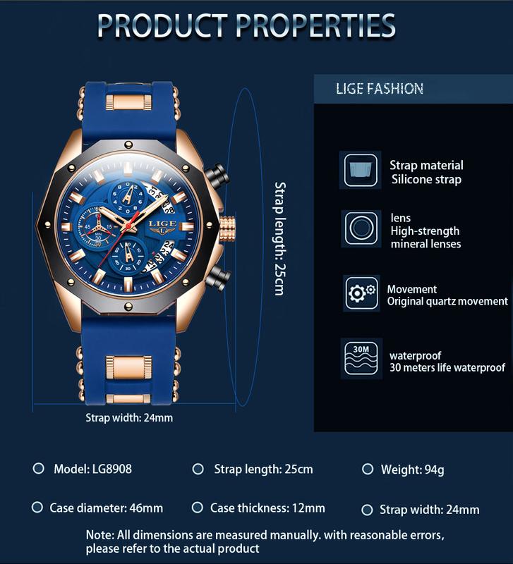 📢 PROMO FLASH : 50% DE RÉDUCTION ! ⏰ Montre Sport Homme LIGE – Quartz – Chronographe & Étanche for Outdoor & Quotidien ⌚