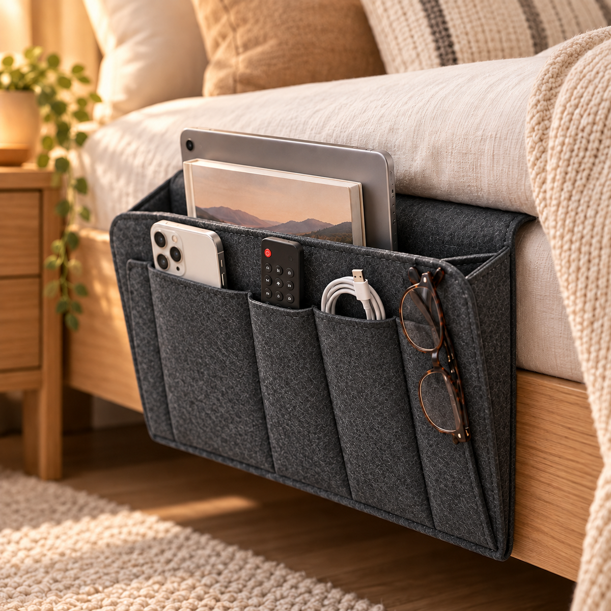 🔥 50% DE RÉDUCTION ! ✨Rangez votre table de chevet en un clin d'œil ! Rangement coulissant sans outil