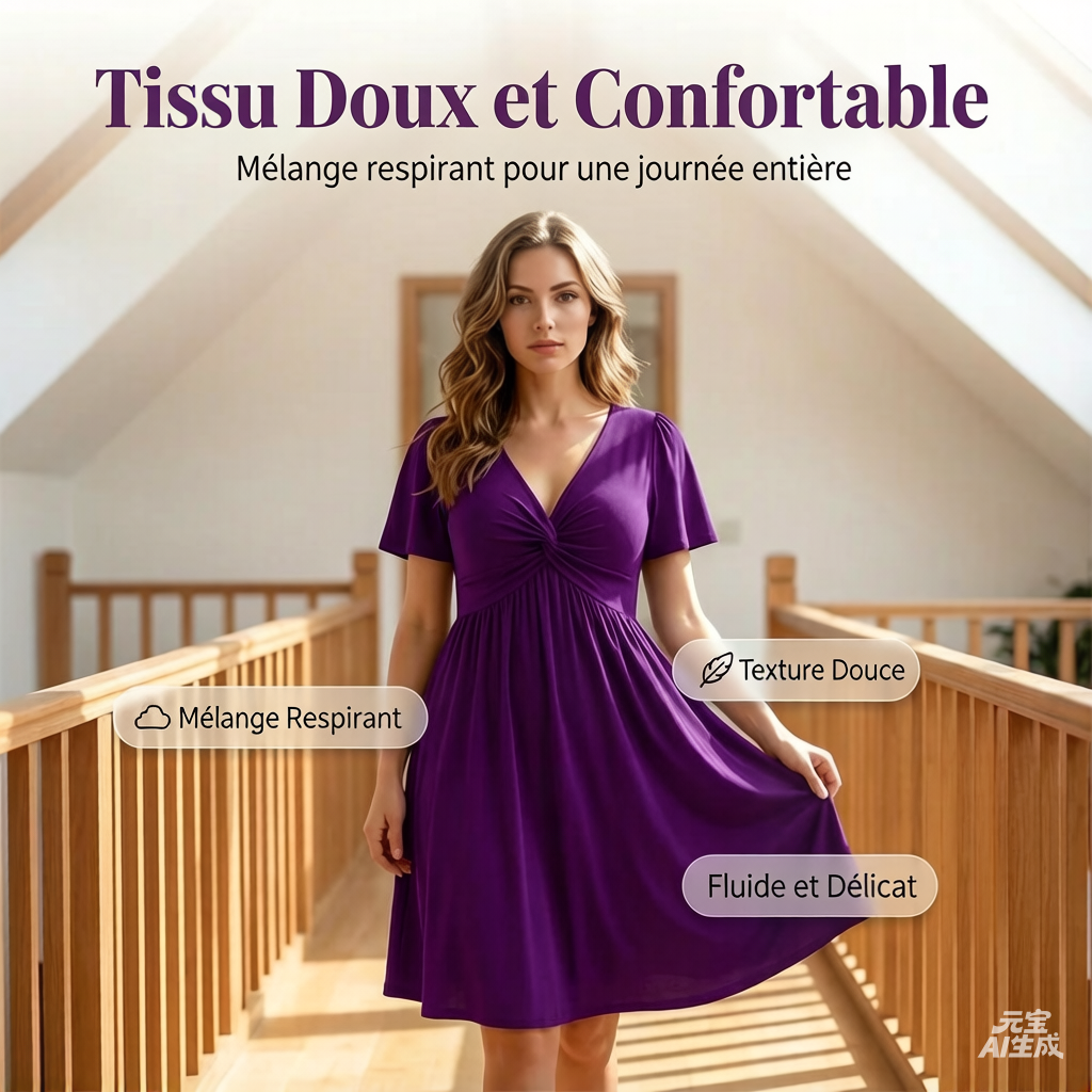 đPROMO LIMITĂE 50%âšRobe Femme en V Ă Devant BouclĂ© â Tissu Fluide Doux, Poches LatĂ©rales, Coupe Large, 4 Couleurs, Taille XL-5XL, Parfaite pour Toutes Occasionsđș