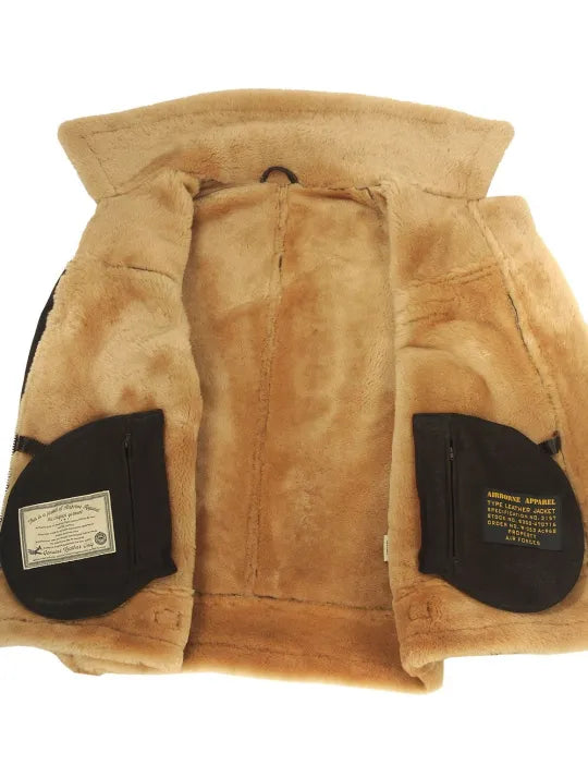 Blouson pilote classique B-3 - Blouson aviateur en cuir pour homme avec doublure en peau de mouton