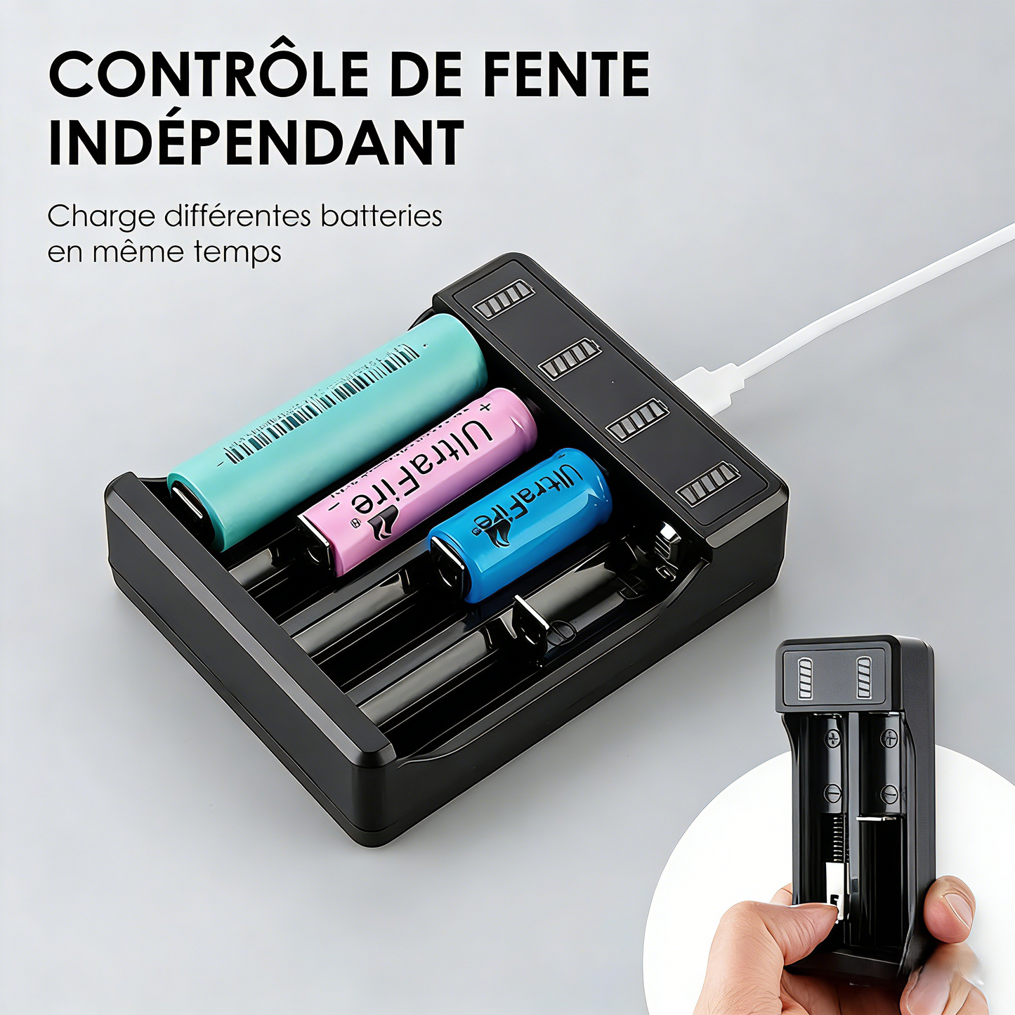 Testeur de Batteries Universel - Vérifie Piles AA, AAA, 9V, Bouton et Plus en 3 Secondes, Compact et Précis