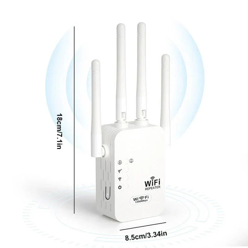 Extenseur WiFi 1200Mbps - Élimine les Zones Mortes, Connexion Stable pour Toute la Maison