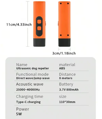 Dispositif Anti-Aboiements à Ultrasons – Répulsif Humain, Portée 15m, Efficace Chiens & Chats