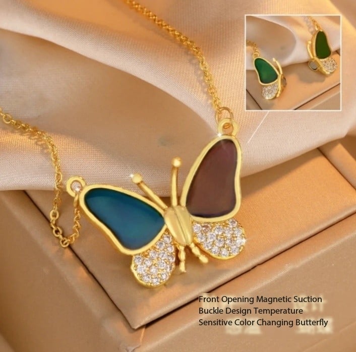 Collier Papillon en Gemmes à Dégradé Magnétique