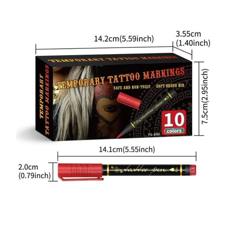 🌈Soldes exceptionnels 49 % de réduction🎨Set de 10 marqueurs pour tatouages temporaires
