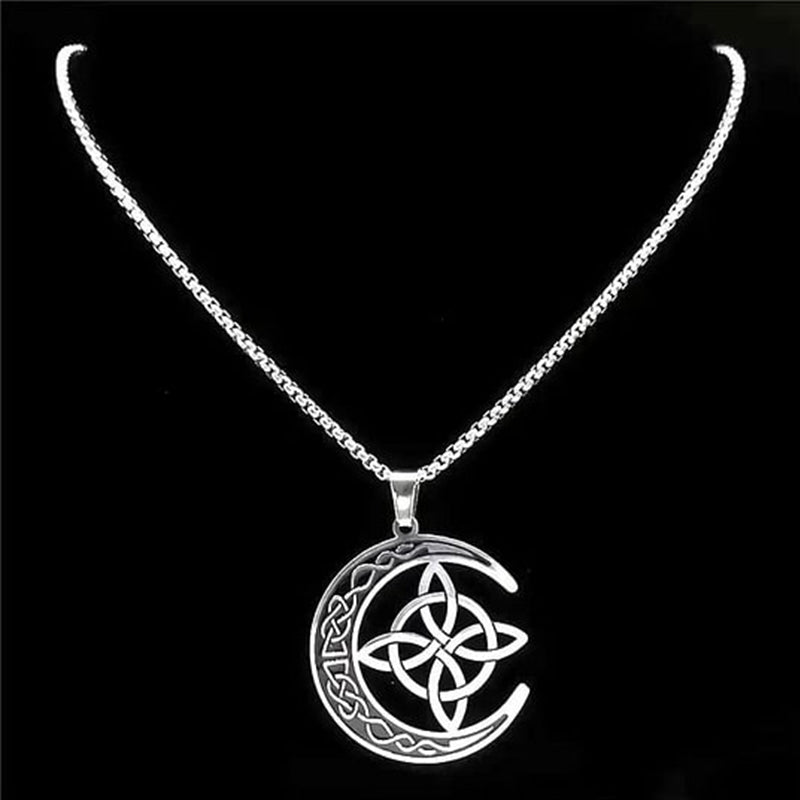 đ„DERNIER JOUR â 50% DE RĂDUCTIONđCollier Pendentif Lune Celtique â Acier Inoxydable, Unisexe & Symbolisme de Protection