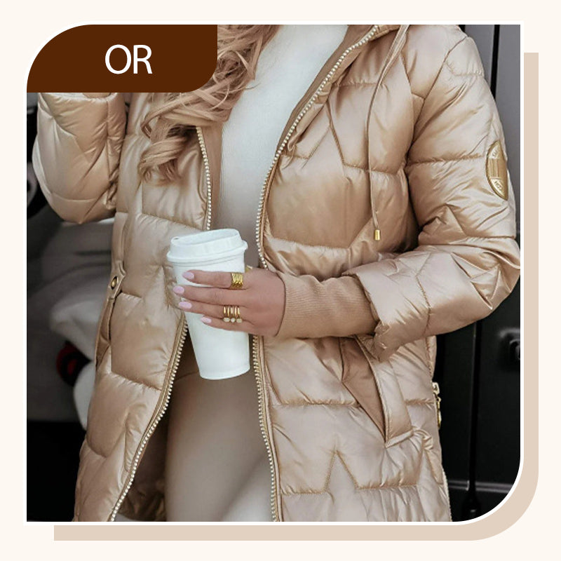 Manteau en Coton à Capuche Mi-Long pour Femme