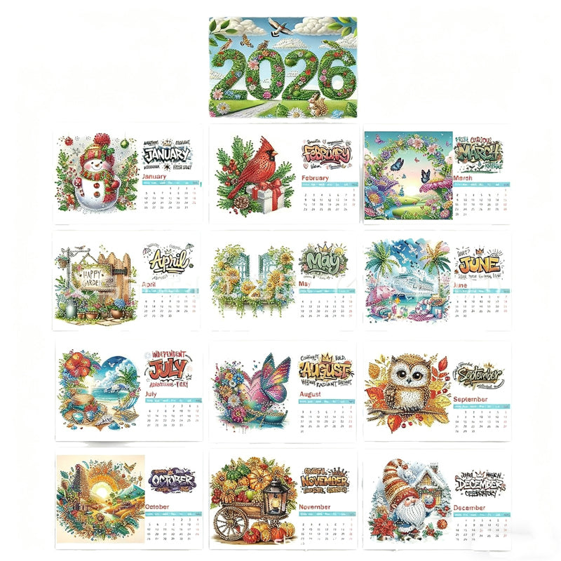 📢50% DE RÉDUCTION🎅Calendrier de bureau 2026 à poser Peinture diamant DIY