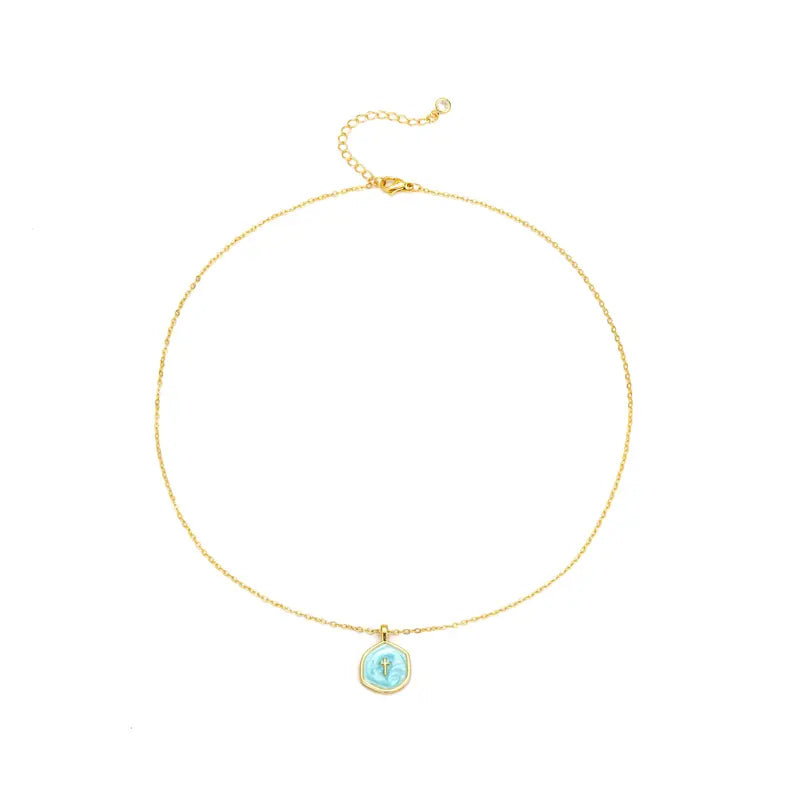 ✨Collier Croix Minimaliste en Acier Inoxydable – Émail Nacré, Hypoallergénique, 3 Couleurs Douces