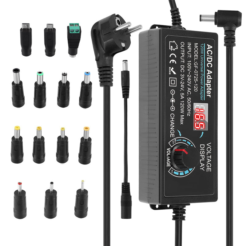 📢📢50% DE RÉDUCTION !! ⏰ Adaptateur secteur universel réglable 3V–24V/3A – Écran numérique, protection intelligente & compatible avec routeurs, LED, caméras