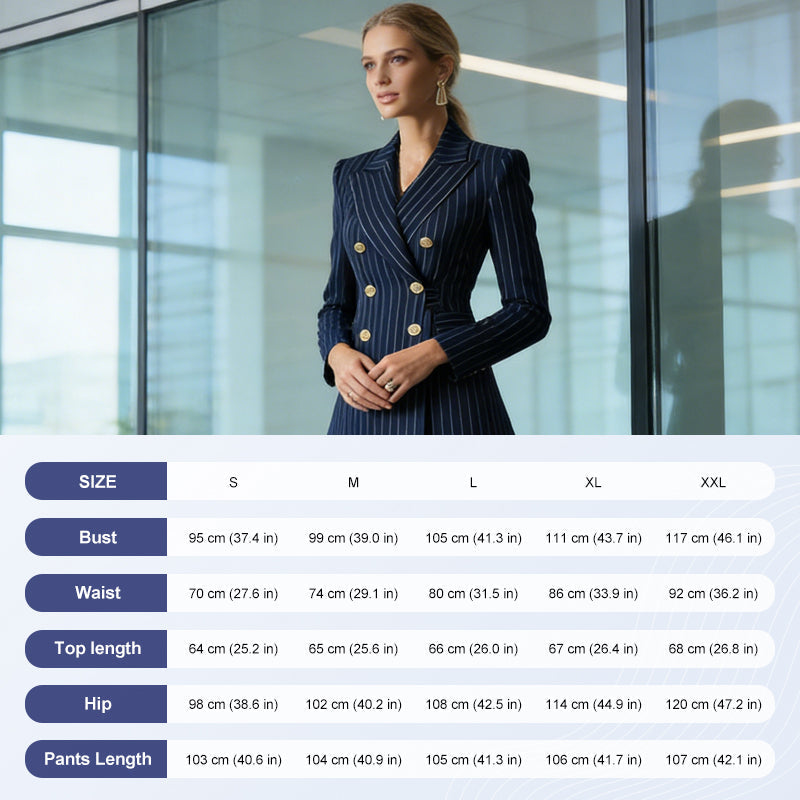 💼 50% DE RÉDUCTION ! ✨ Tailleur d’Autorité Moderne pour Femme – Costume à Rayures Princesse, Blazer Structuré & Pantalon Large Élégant 👖