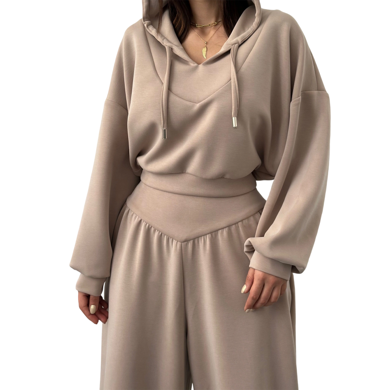 ⏰Ensemble sweat à capuche court et pantalon large pour femme💃