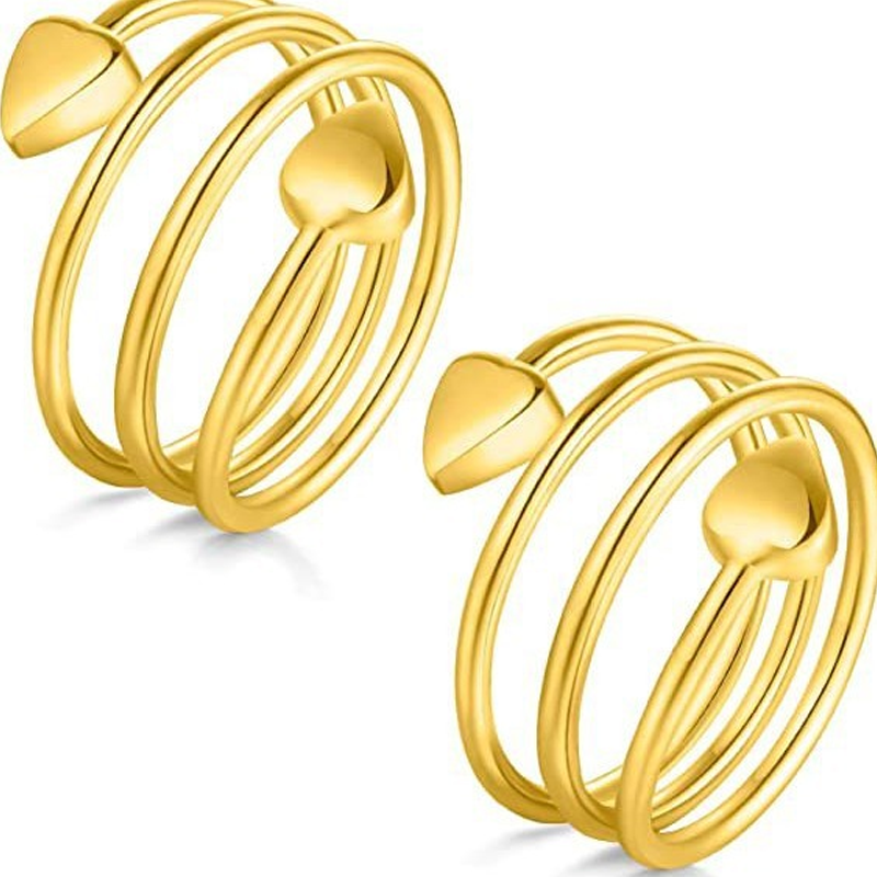 Bague en cuivre réglable à motif cœur spiralé