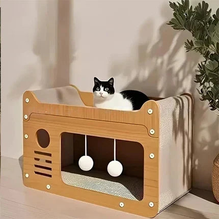🐱Lettino Tiragraffi 2 in 1 per Gatti | Struttura in Legno e Sisal Resistente 🛋️ | Design Ergonomico Curvo 💤 | Protegge i Tuoi Mobili ✨