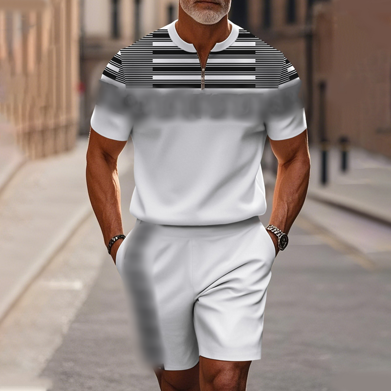 đ„50 % DE RĂDUCTIONđ„Ensemble chemise et short Ă col zippĂ© pour homme