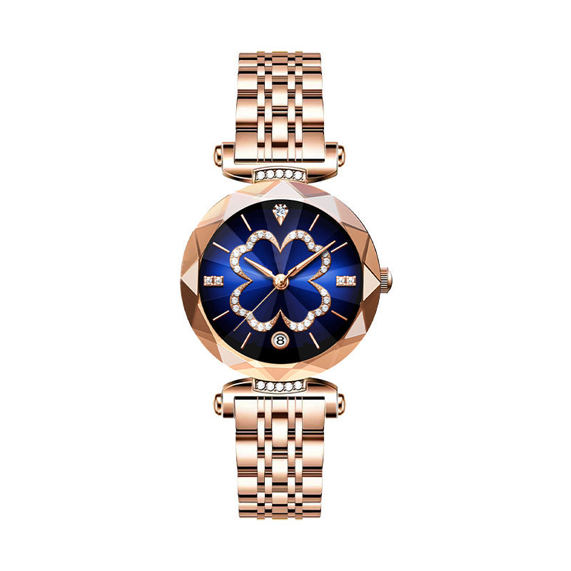 Montre Femme Élégante à Quartz avec Trèfle à Quatre Feuilles