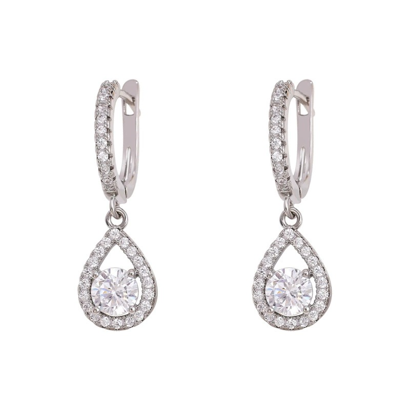 đ50% DE RĂDUCTION!âšBoucles d'Oreilles CrĂ©oles Goutte â Zircon Ăclatant, Sertissage PavĂ©, Fini Or ou Argent Pour Une ĂlĂ©gance Intemporelleđ