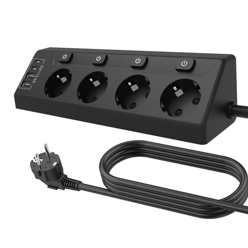 ✨50 % de réduction + livraison gratuite🔥Multiprise à 4 prises avec interrupteurs individuels et ports USB