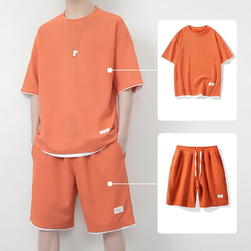 🌀🌸✨ OFFRE LIMITÉE 50% DE RÉDUCTION! Ensemble T-Shirt & Short Tendance Texturé Gaufre – Motif Grille Moderne, Ceinture Élastique, Couleurs Polyvalentes – À Porter avec Baskets ou Sandales – Cool Sans Effort 😎
