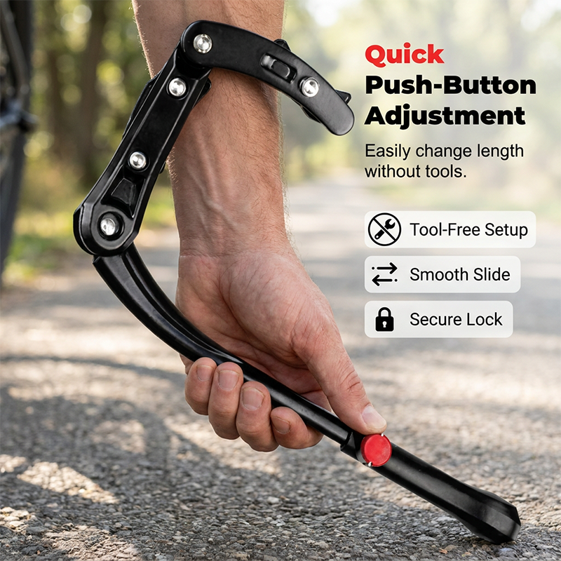 🚴♀️PROMO FLASH 50%⚙️Béquille Latérale Réglable Universelle pour Vélo – Alliage Aluminium, Installation Facile, Protection Cadre, Compatible Roues 24"–29"✨