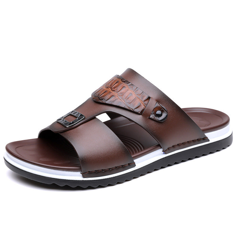 👞PROMO FLASH 50%🏖️Sandales Slip-On Homme Simili Cuir – 2 Textures, Semelle Anti-Dérapante, 3 Couleurs, Pointures 39-48, Respirantes, Rembourrées✨