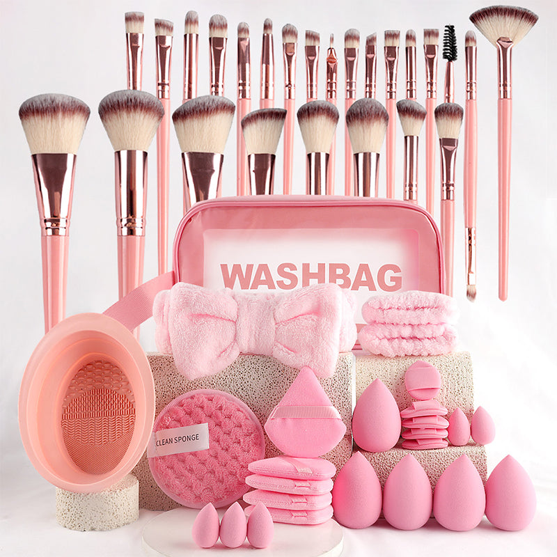 💄PROMO LIMITÉE 50%✨Ensemble Pinceaux & Éponges de Maquillage (40 ou 51 Pièces) – Tout-en-Un, Doux, Économiseur de Produit, 5 Kits Couleurs au Choix 🎨
