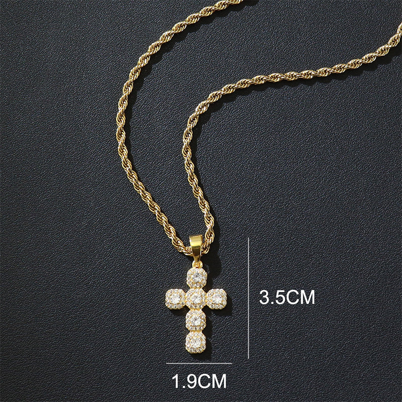 ⏳Spécial à durée limitée⏰Pendentif Croix Chrétienne Incrustée de Zircon en Cuivre📿✝️💎