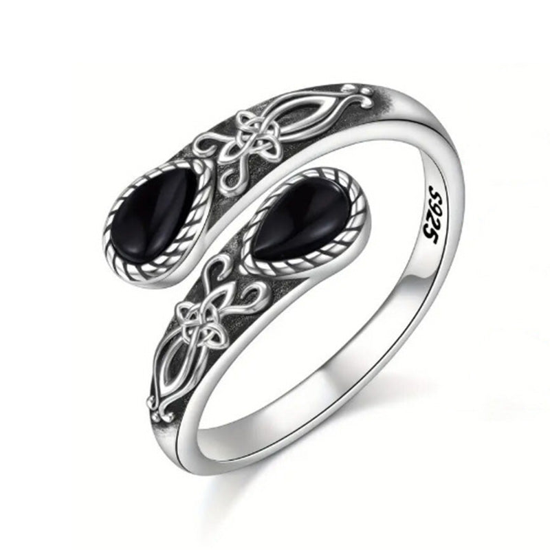 đBague Vintage Ajustable Ouverte Zircon Goutte â Filigrane Floral Antique ĂlĂ©gance RĂ©tro Quotidien ĂvĂ©nements, Double Zircon Ăclat IrisĂ© Mystique Captivant, Cuivre LĂ©ger Sans Irritation · 5 Motifsâš