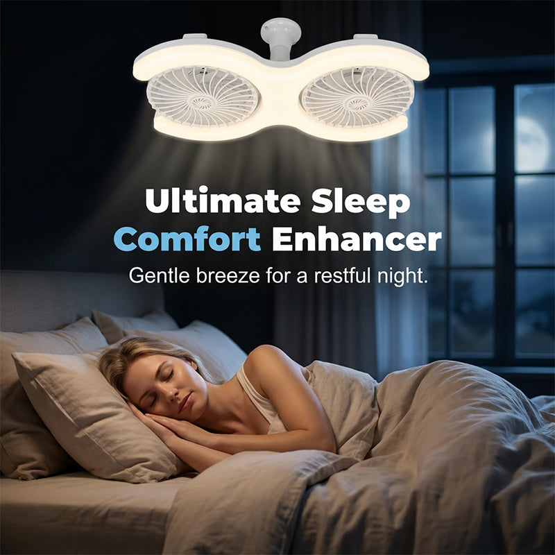 💡 -50%🔥Ventilateur Plafond LED Double Tête E27 – Double Rangée Grande Capacité Ventilation Refroidissement Instantané, LED Haute Transmittance Sans Scintillement Économie Énergie, Ultra-Silencieux Installation Secondes · Blanc ✨