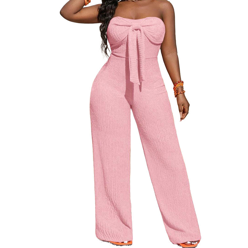 đđ„ PROMO -50% ! Combinaison Femme Bustier Sans Bretelles Taille Haute Jambe Large â Tissu TexturĂ© Respirant SophistiquĂ©, NĆud Avant FĂ©minin Moderne, Coupe Fluide LibertĂ© Mouvement · 4 Coloris · XS-XL âš
