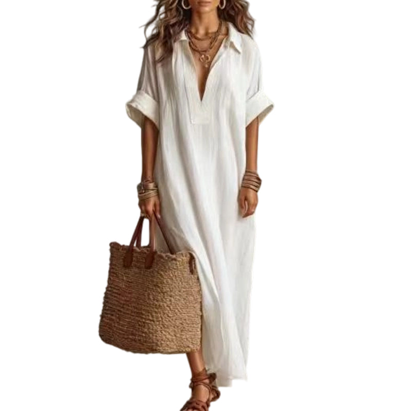 🔥🌿 PROMO MI-SAISON -50% JUSQU'À ÉPUISEMENT ! Robe Maxi Unie Femme – Coupe Fluide Minimaliste, 8 Coloris, Tailles S-2XL, Lavable Machine, Idéale Quotidien & Sorties ✨
