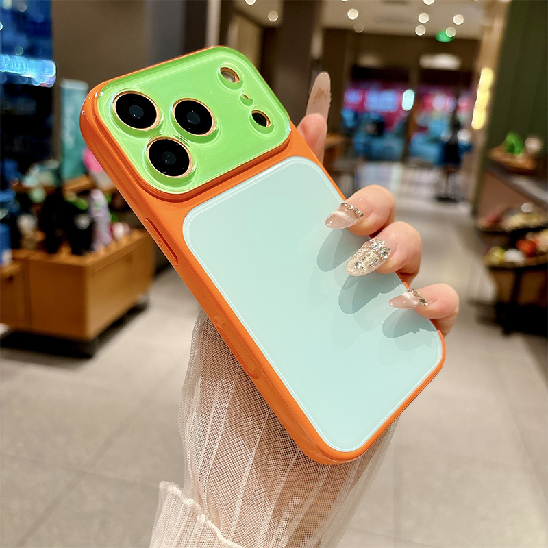 Coque de Téléphone Acrylique Dopamine à Blocs de Couleurs Contrastantes