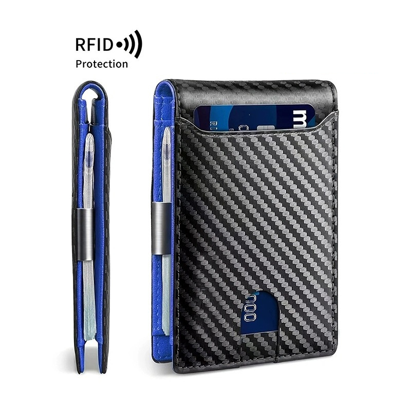 📢💳 PROMO FLASH 50% ! Portefeuille Minimaliste Homme avec Blocage RFID – Cuir Carbone, 11 Emplacements, Clip Acier Inox, Ultra-Slim, Idéal Voyage & Quotidien ✨