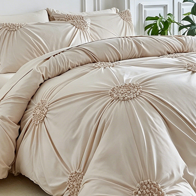 đïž PROMO LIMITĂE -50% ! âš Parure de Housse de Couette Ă Plis PincĂ©s â Design ĂlĂ©gant, Tissu MĂ©langĂ© Doux & Respirant, Teinte Kaki Apaisante, Plusieurs Tailles đđž