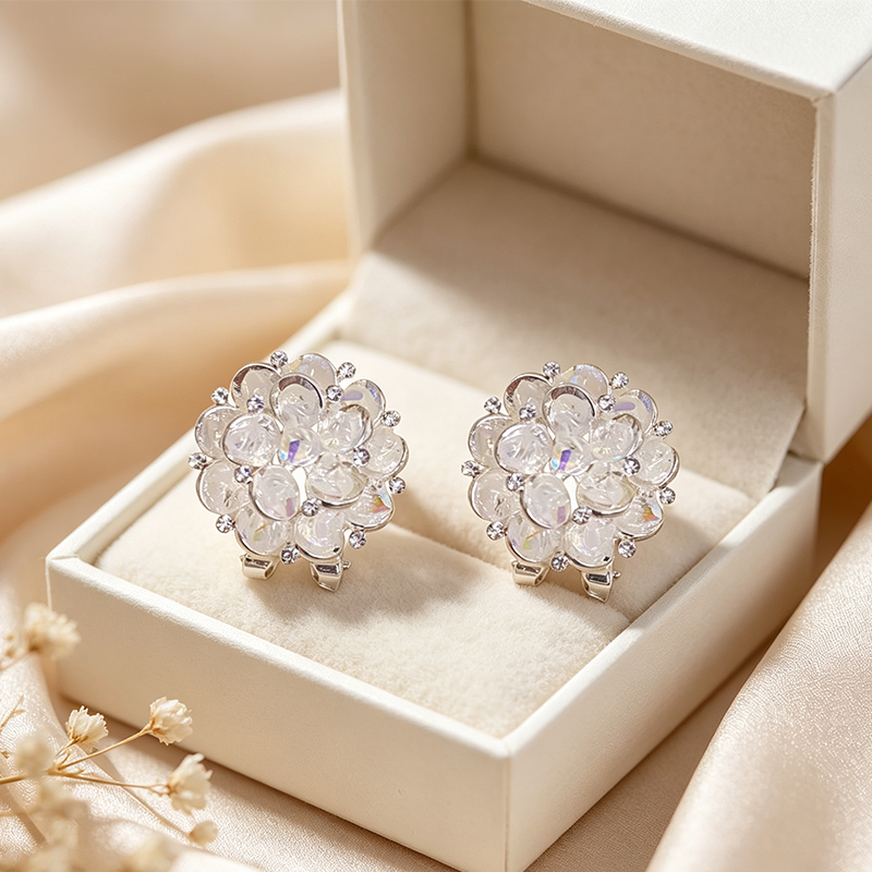 💎✨🦢 OFFRE LIMITÉE 50% DE RÉDUCTION! Boucles d'Oreilles à Pousses Florales Glamour – Cristaux Multi-Facettes, Tiges Hypoallergéniques, Éclat Brillant – Parfaites pour les Mariages, Fêtes ou Soirées Glamour 🥂