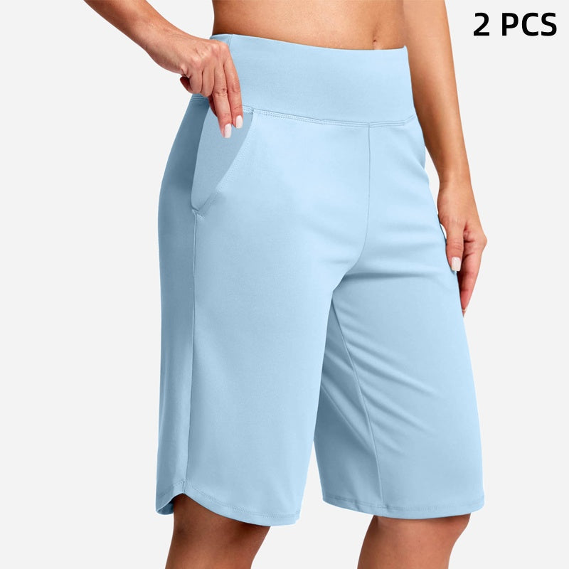 Short de Yoga Taille Haute pour Femme avec Poches