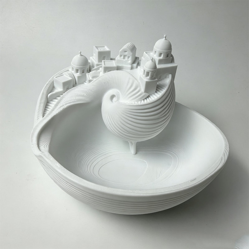 🏺 50% DE RÉDUCTION! 🌊 Bol Santorin en céramique émaillée – Vagues bleues, village miniature & déco élégante – Parfait pour une touche méditerranéenne dans votre intérieur ✨