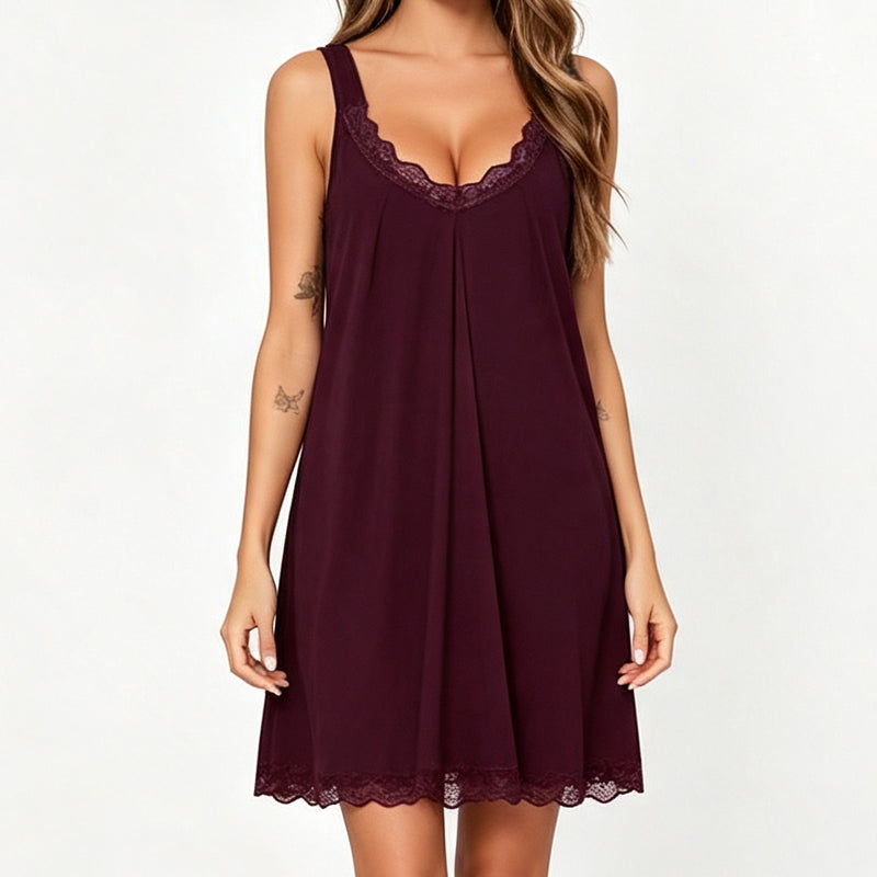 đ OFFRE LIMITĂE -50% ! đ Chemise de Nuit Femme Dentelle Col V â Tissu Modal Doux, Respirant & ĂlĂ©gant âš