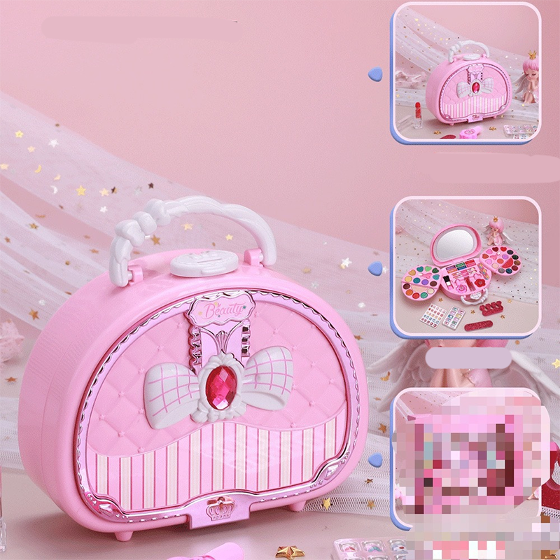 📢 50% DE RÉDUCTION ! 👜 Kit de Maquillage Lavable Enfant – Plastique – Sac à Main Rose & Palette Dépliable for Filles