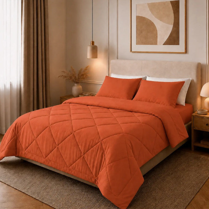 Prix normal imminent, ne ratez pas cette offre ! Parure de Couette Matelassée 3 Pièces avec Taies d'Oreiller