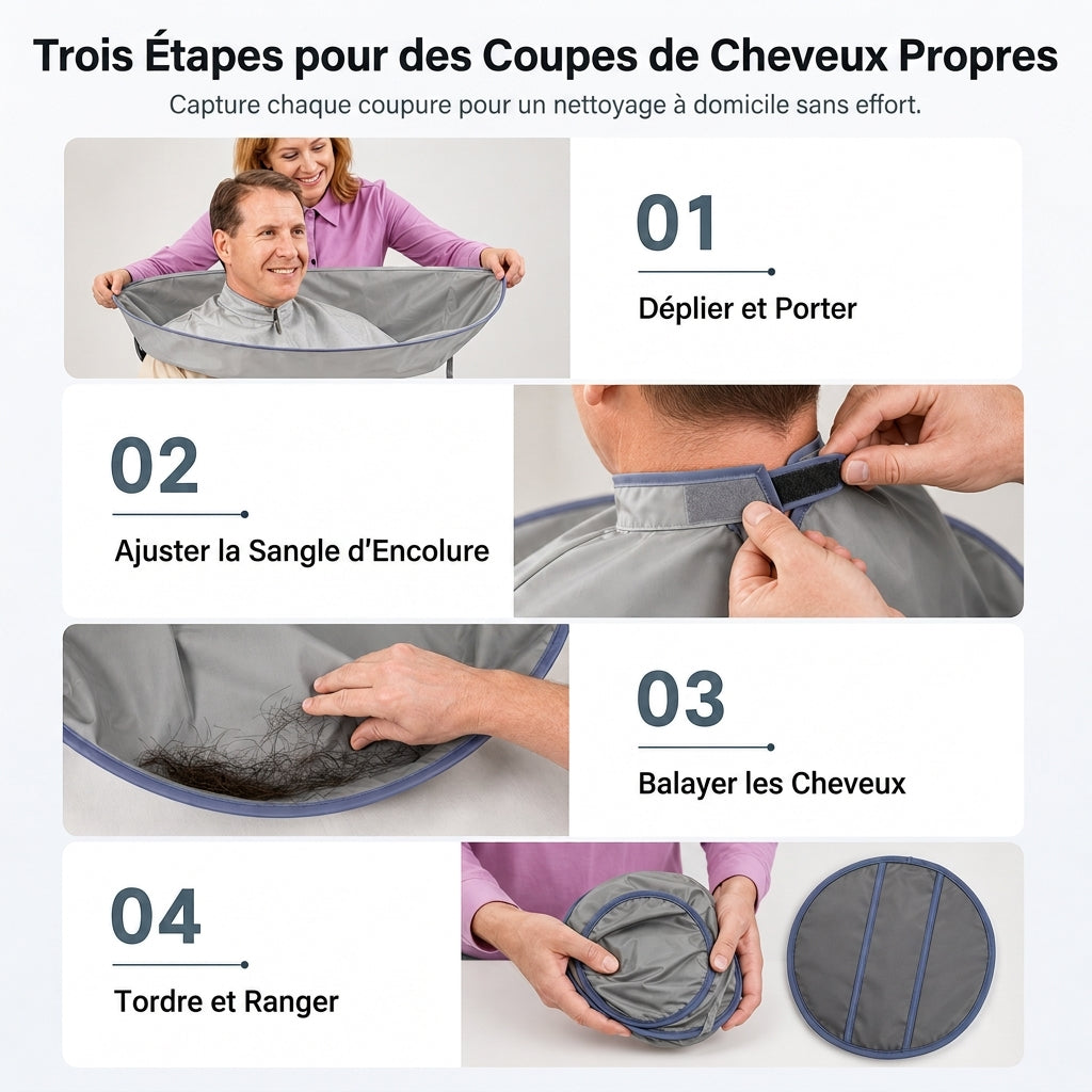 Cape de coupe de cheveux respirante pour adulte taille moyenne grise et blouse de salon de coloration capillaire inodore