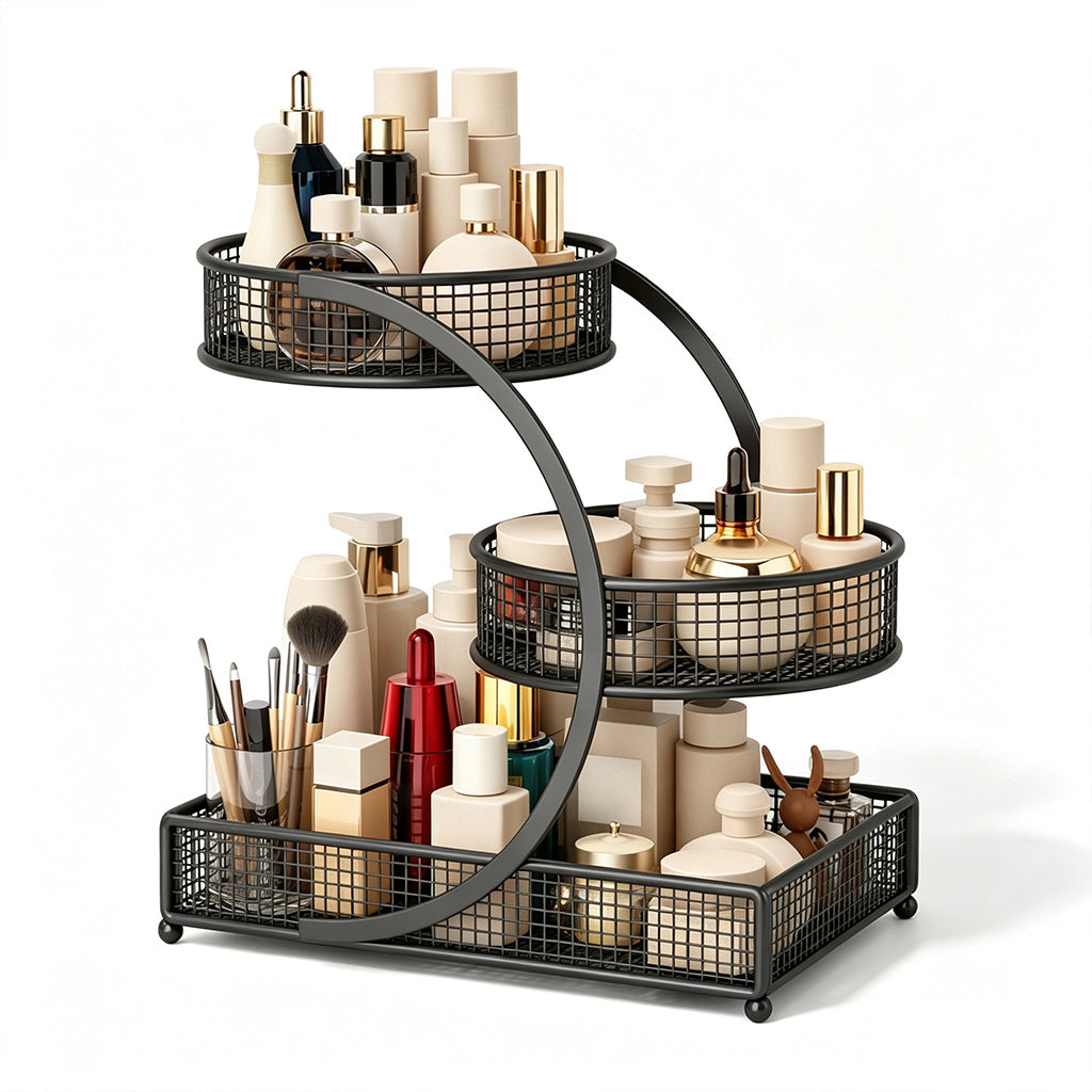 Étagère de rangement cosmétique pour coiffeuse et plan de travail de salle de bain, support de rangement de bureau pour soins de la peau et maquillage