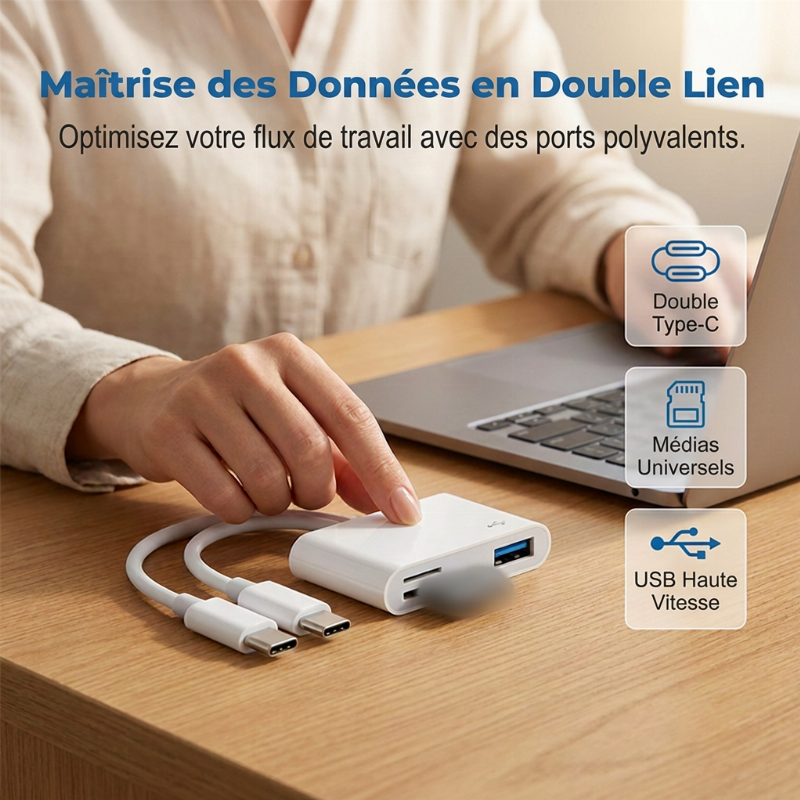 Lecteur de cartes mémoire multi-port 5-en-1