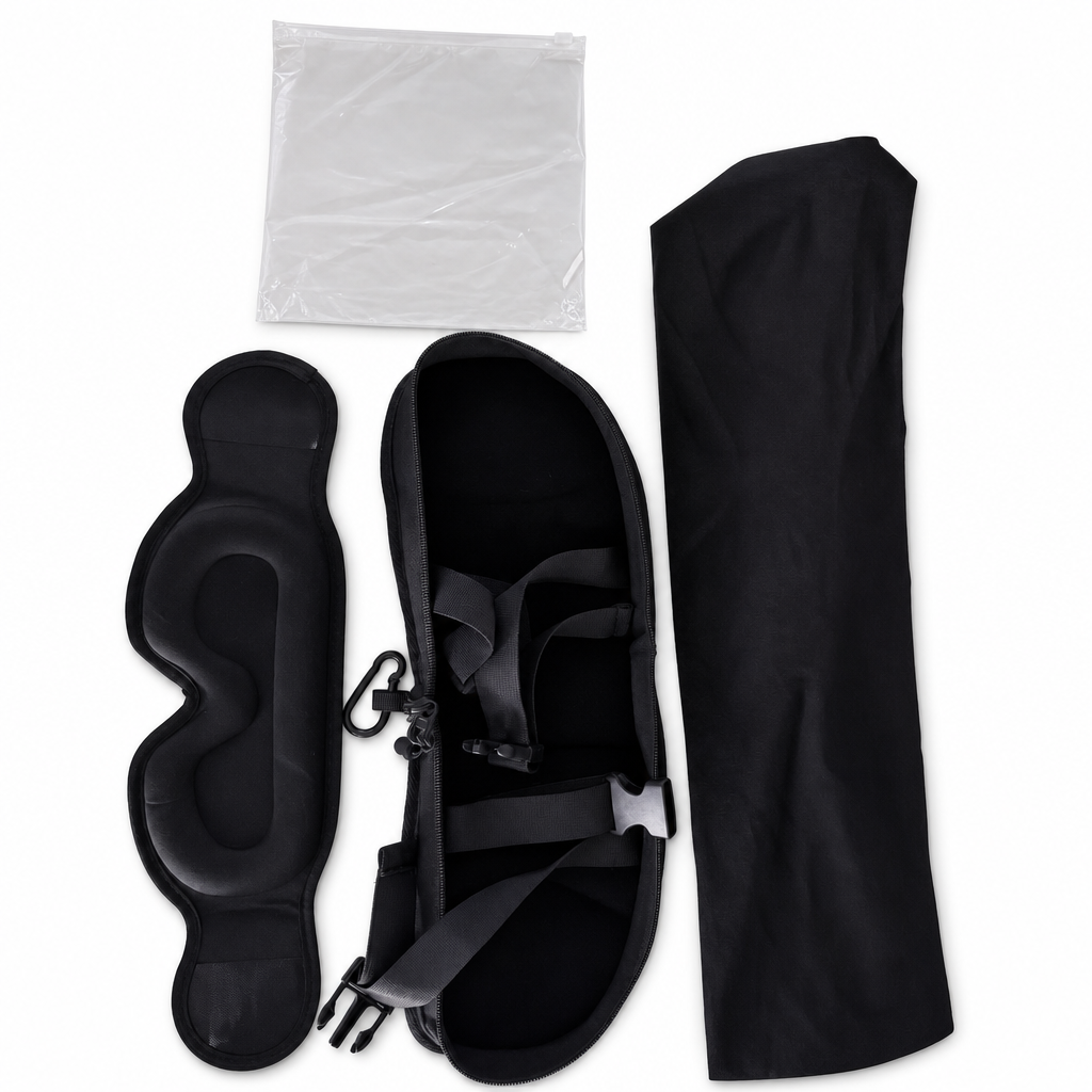 Ensemble composé d'un oreiller de voyage en mousse à mémoire de forme intégrée et d'un masque de sommeil occultant 3D pour le soutien du cou lors des déplacements