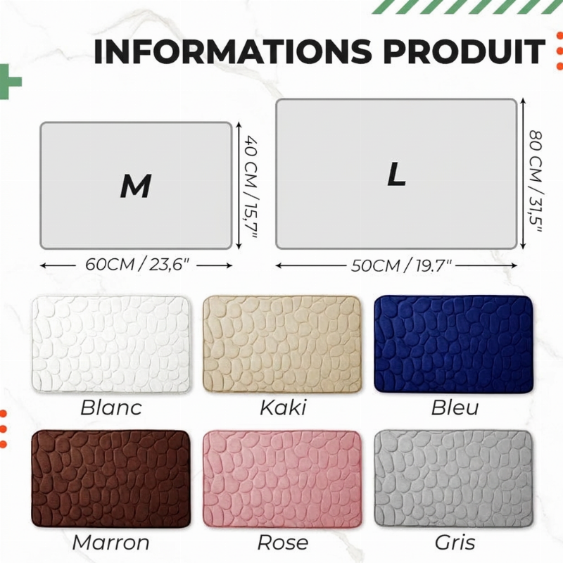 🔥RÉDUCTION DE 50%!!📢🛁 Tapis de Bain en Mousse à Mémoire – Confort Doux, Absorbant et Antidérapant ✨