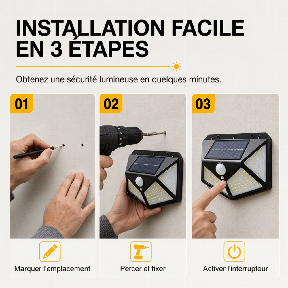 💡 Lampes Solaires à Détecteur de Mouvement — Éclairage LED Puissant, Étanche IP65 & Sans Fil ✨