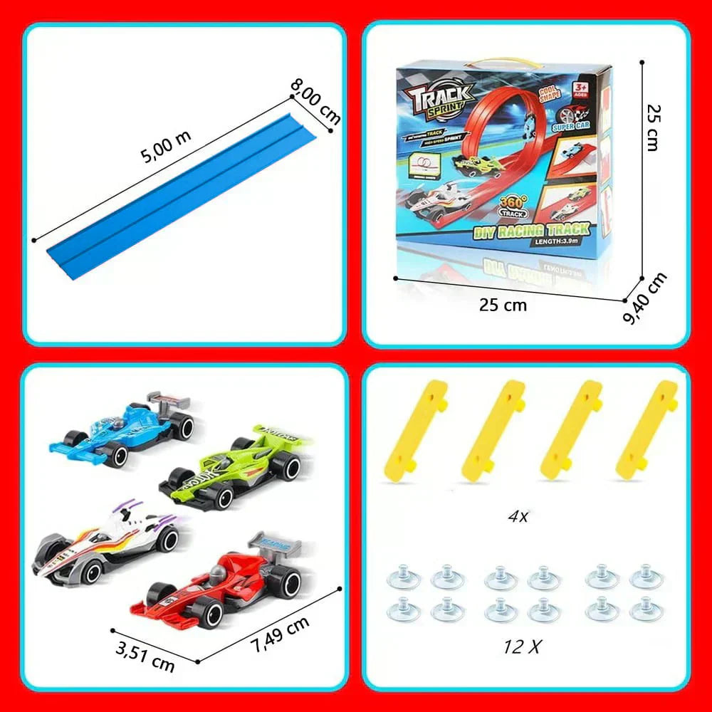 🔥 50% DE RÉDUCTION ! ✨ Circuit de Course Flexible 4m - Montage Sans Outil, Matériau Écologique, Développe la Créativité 🚗✨